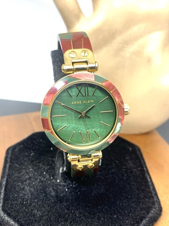 Anne Klein Women\'s Watch 10/9652 Quartz Green Burgundy Gold Stainless Steel 34mm main image 10